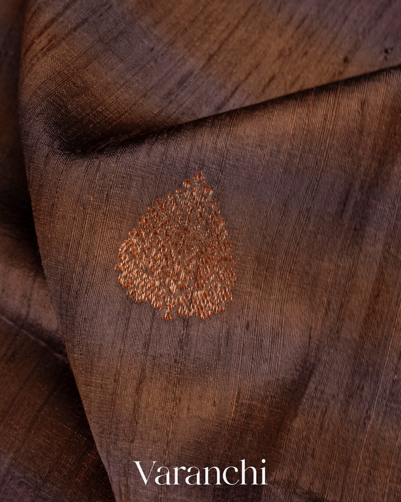 Brown Shibori Pure Raw Silk Handloom Saree