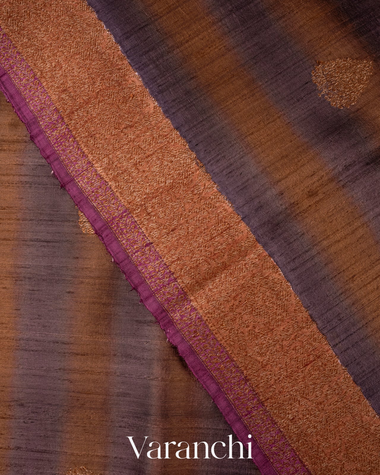 Brown Shibori Pure Raw Silk Handloom Saree