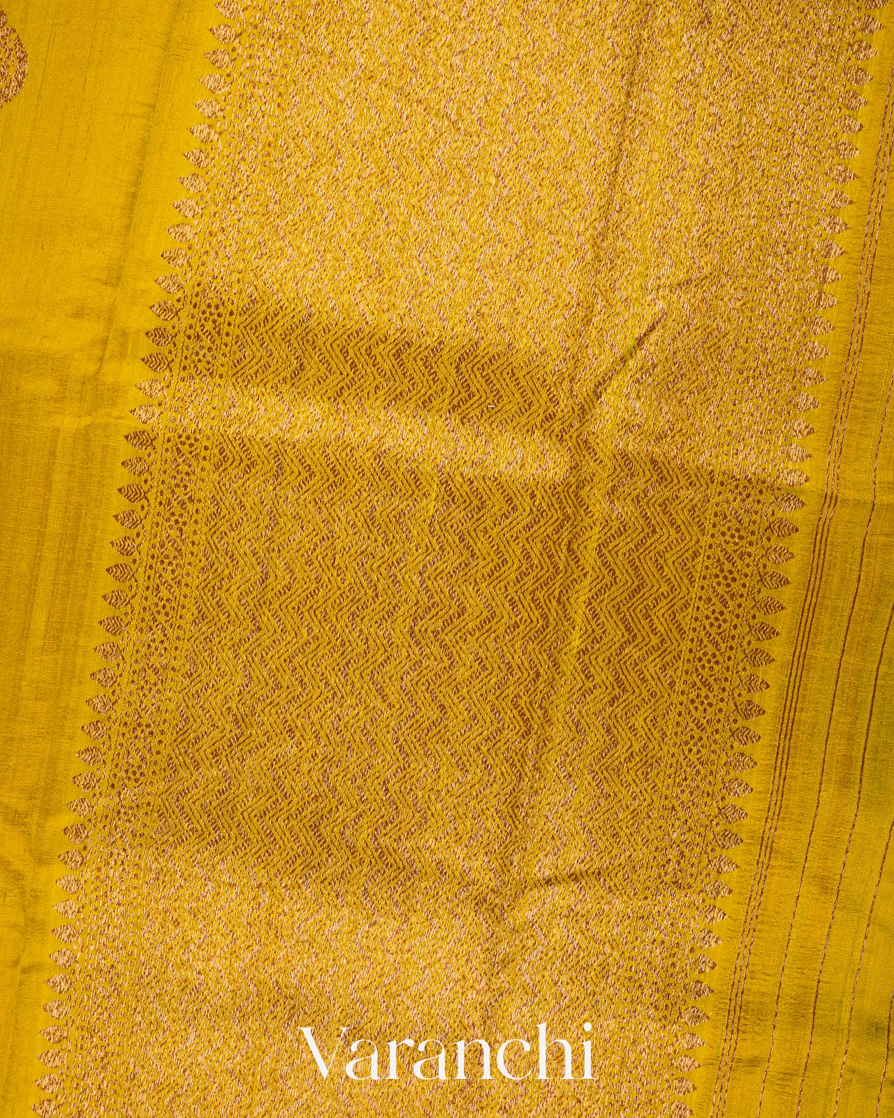 Mustard Borderless Pure Raw Silk Handloom Saree
