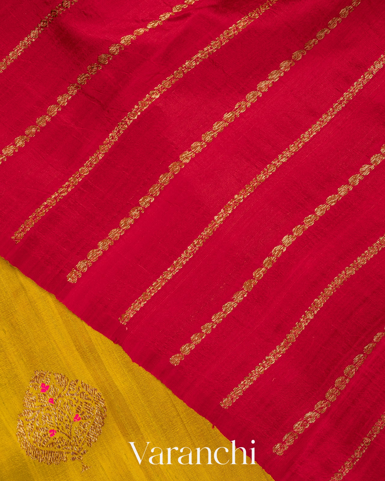 Mustard Borderless Pure Raw Silk Handloom Saree