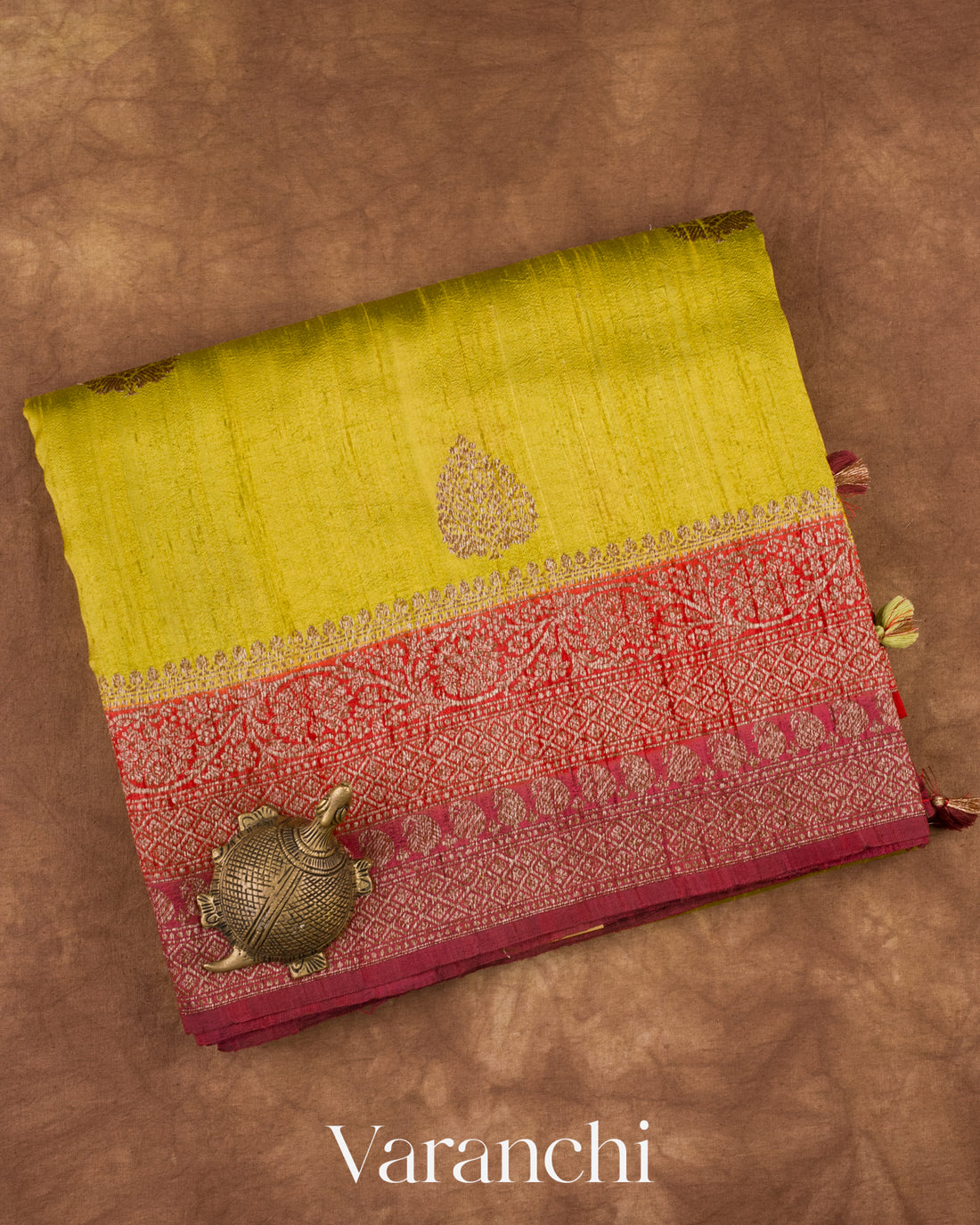 Mustard Yellow Pure Raw Silk Handloom Saree