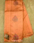 Burnt Orange Borderless Pure Raw Silk Handloom Saree