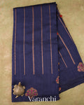 Royal Indigo Borderless Pure Raw Silk Handloom Saree