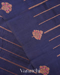 Royal Indigo Borderless Pure Raw Silk Handloom Saree