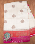 Ivory Cream Pure Raw Silk Handloom Saree 