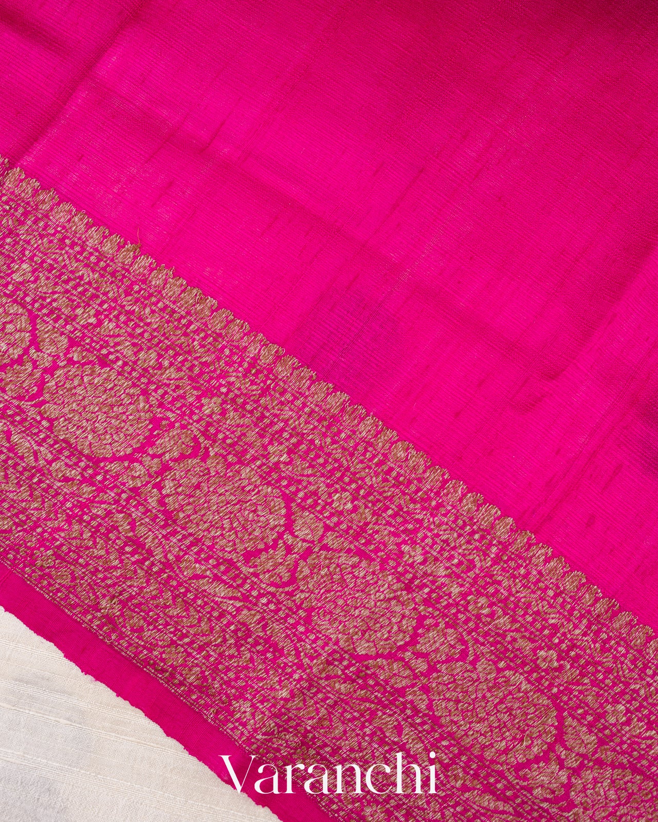 Ivory Cream Pure Raw Silk Handloom Saree 