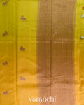 Lime Yellow And Mustard Yellow Ombre-Dyed Raw Silk Handloom Saree
