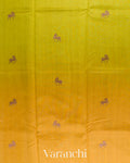 Lime Yellow And Mustard Yellow Ombre-Dyed Raw Silk Handloom Saree