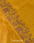 Lime Yellow And Mustard Yellow Ombre-Dyed Raw Silk Handloom Saree