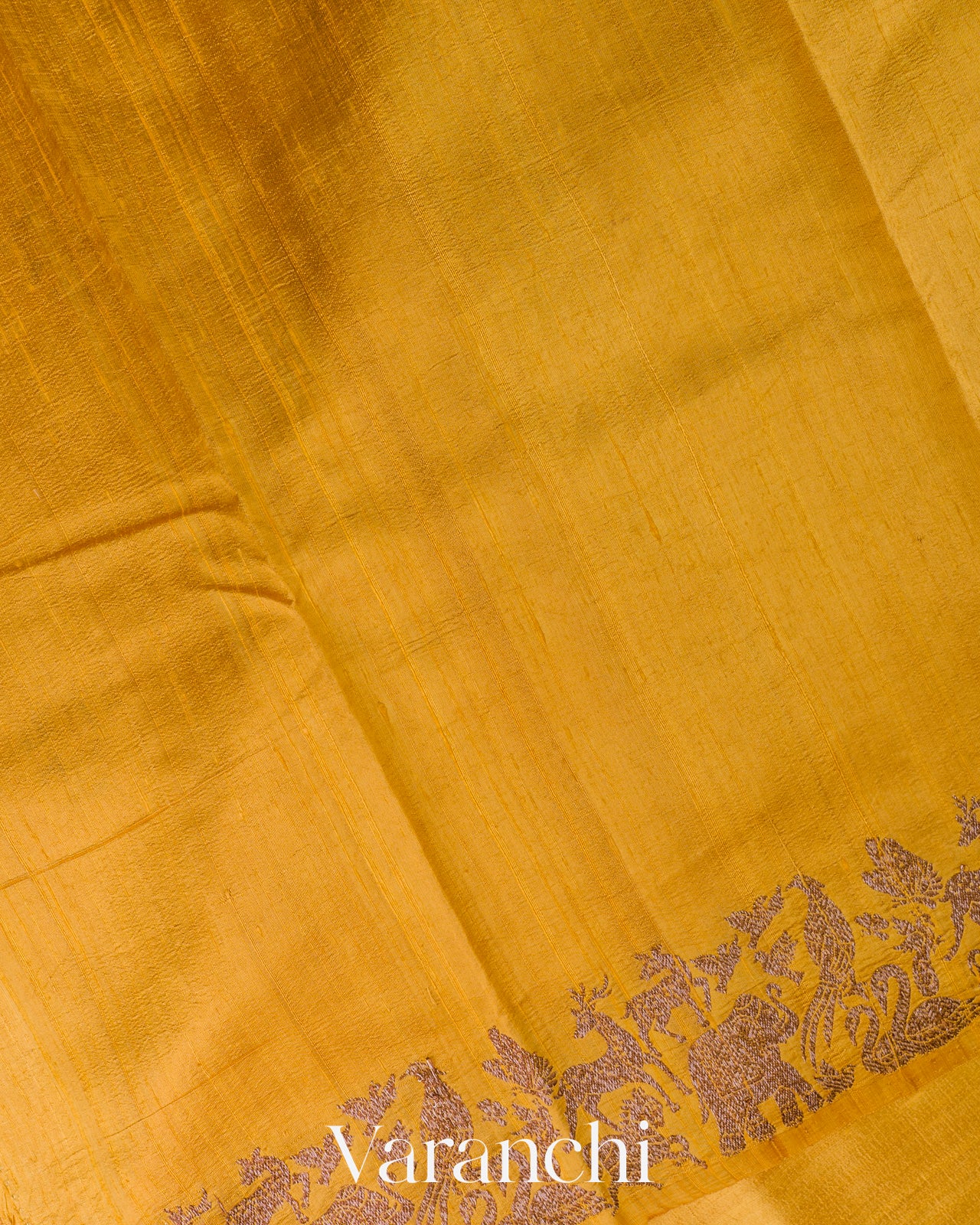 Lime Yellow And Mustard Yellow Ombre-Dyed Raw Silk Handloom Saree