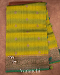 Olive Green Shibori Pure Raw Silk Handloom Saree
