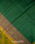 Olive Green Shibori Pure Raw Silk Handloom Saree