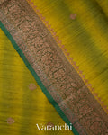 Olive Green Shibori Pure Raw Silk Handloom Saree