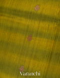 Olive Green Shibori Pure Raw Silk Handloom Saree