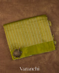 Olive Green with Tissue Stripes Pure Raw Silk Handloom Saree