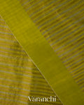 Olive Green with Tissue Stripes Pure Raw Silk Handloom Saree
