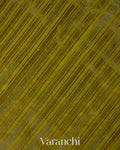 Olive Green with Tissue Stripes Pure Raw Silk Handloom Saree