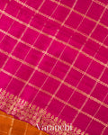 Burnt Orange Checks Pure Raw Silk Handloom Saree