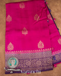 Bright Magenta Pure Raw Silk Handloom Saree
