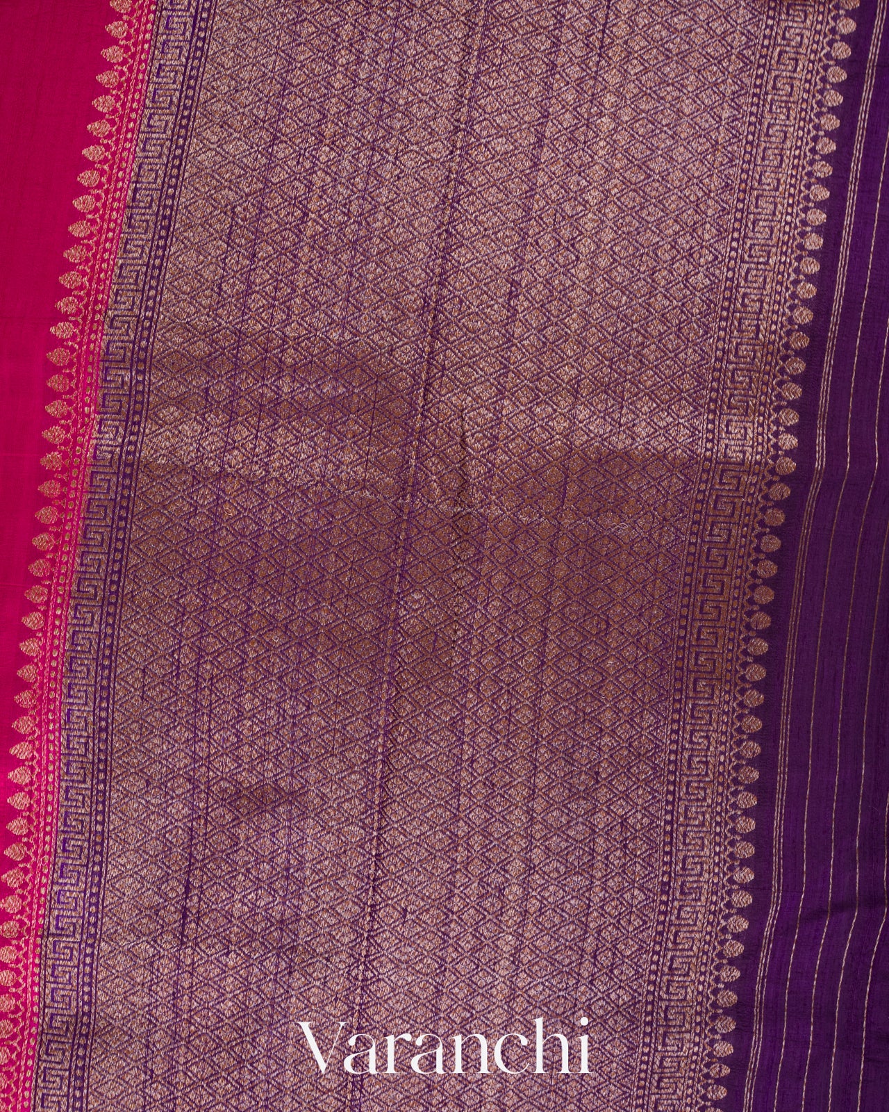 Bright Magenta Pure Raw Silk Handloom Saree