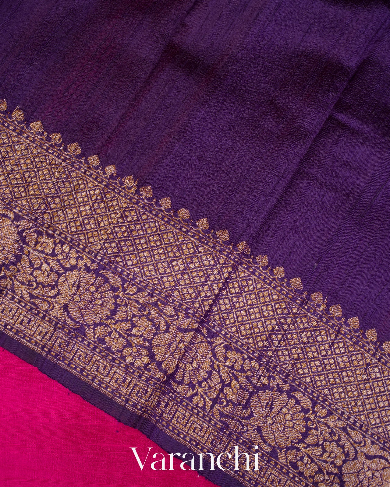 Bright Magenta Pure Raw Silk Handloom Saree
