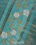 Powder Blue with Tissue Stripes Pure Raw Silk Handloom Saree