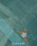 Powder Blue with Tissue Stripes Pure Raw Silk Handloom Saree