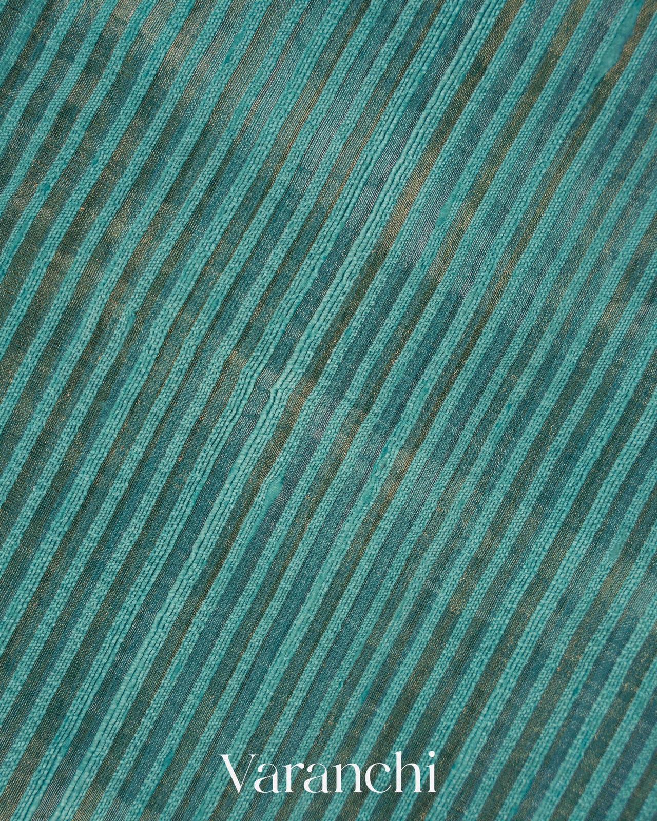 Powder Blue with Tissue Stripes Pure Raw Silk Handloom Saree