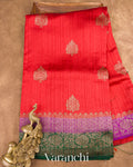 Red Pure Raw Silk Handloom Saree