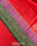 Red Pure Raw Silk Handloom Saree