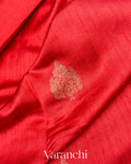 Red Pure Raw Silk Handloom Saree