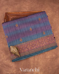 Purple And Blue Shibori Pure Raw Silk Handloom Saree