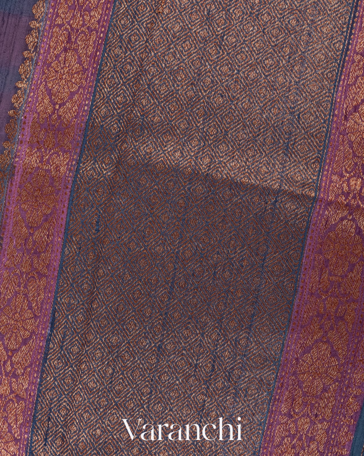 Purple And Blue Shibori Pure Raw Silk Handloom Saree