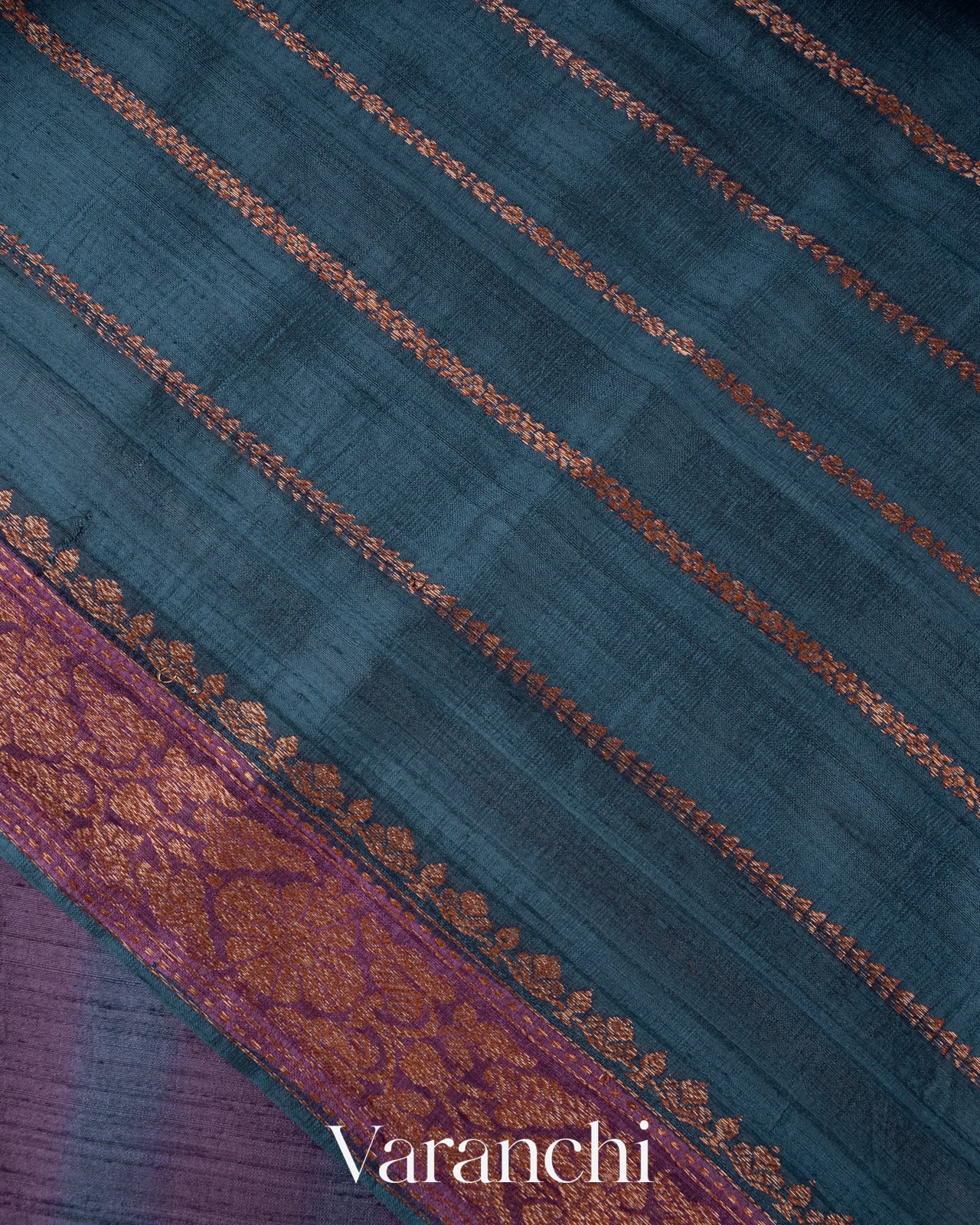 Purple And Blue Shibori Pure Raw Silk Handloom Saree