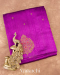 Magenta Purple Borderless Pure Raw Silk Handloom Saree