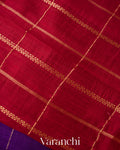 Royal Purple Checks Raw Silk Handloom Saree