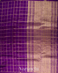 Royal Purple Checks Raw Silk Handloom Saree 