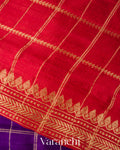 Royal Purple Checks Raw Silk Handloom Saree 