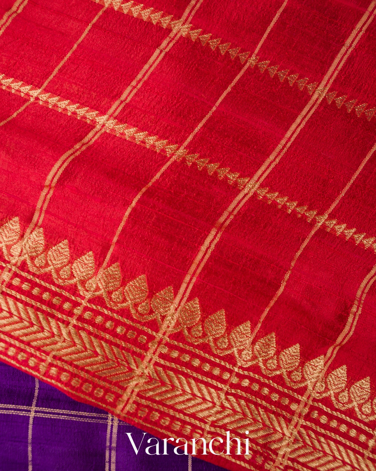 Royal Purple Checks Raw Silk Handloom Saree 