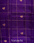 Royal Purple Checks Raw Silk Handloom Saree