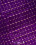 Royal Purple Checks Raw Silk Handloom Saree 