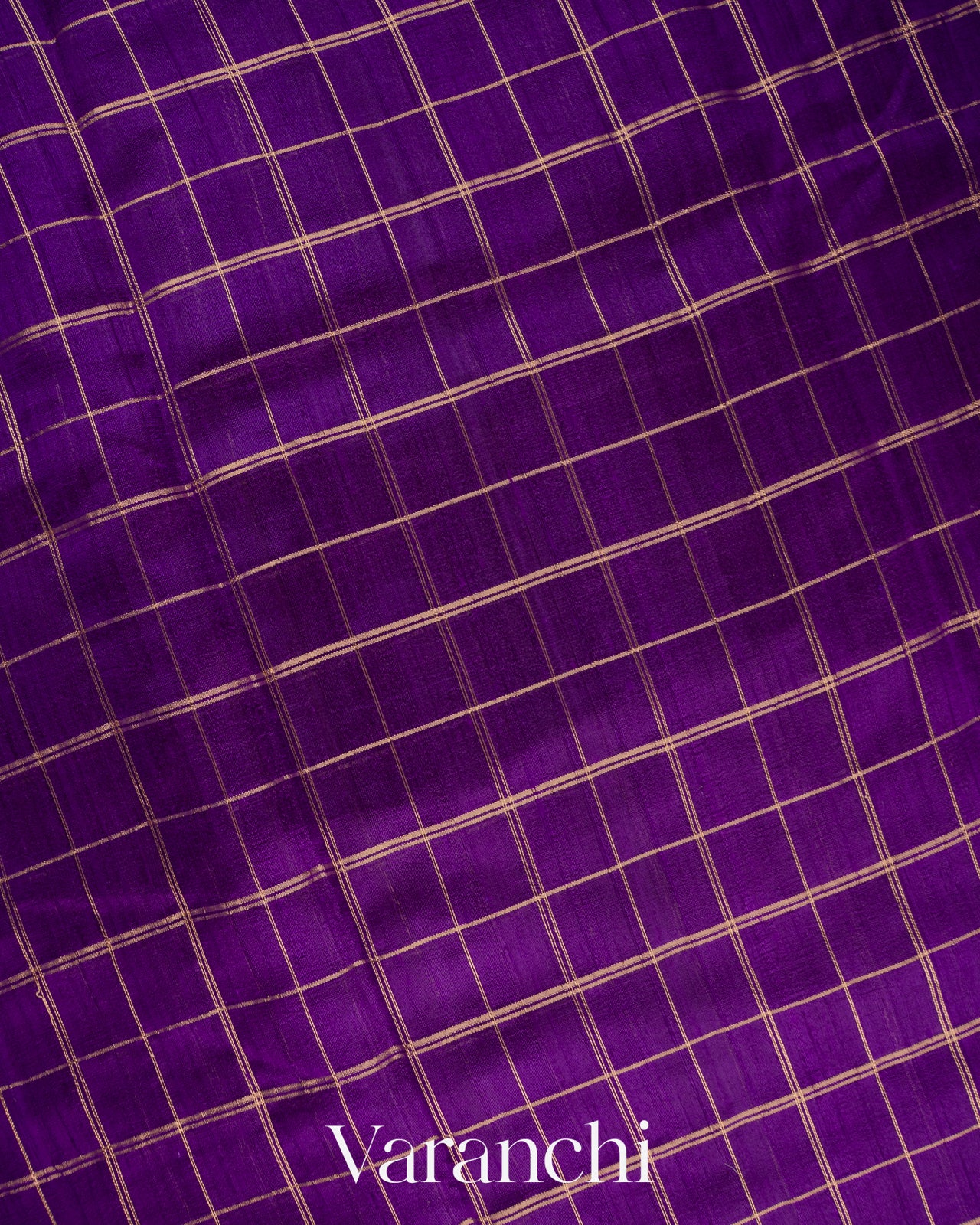 Royal Purple Checks Raw Silk Handloom Saree 