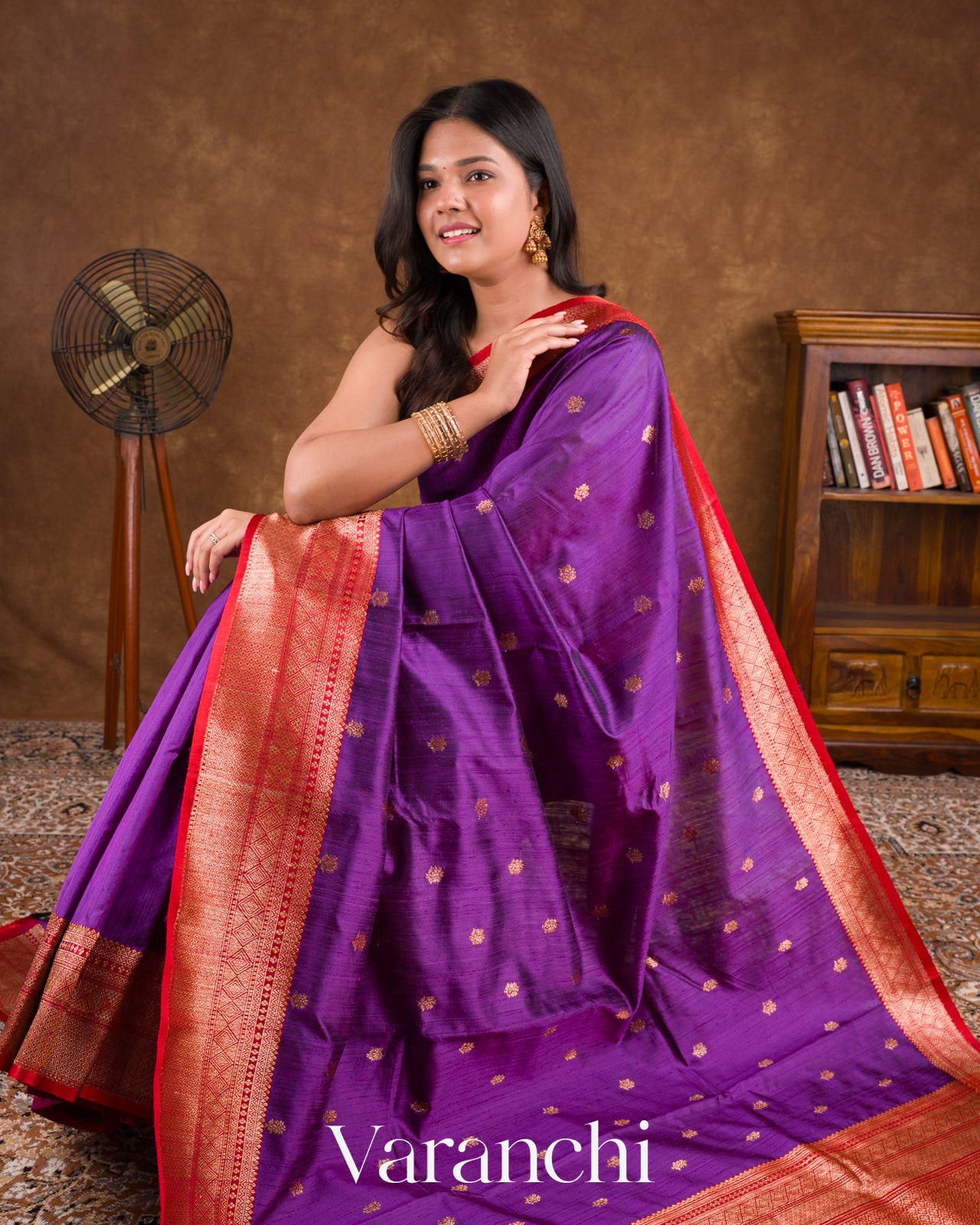 Purple Pure Raw Silk Handloom Saree