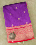 Purple Pure Raw Silk Handloom Saree