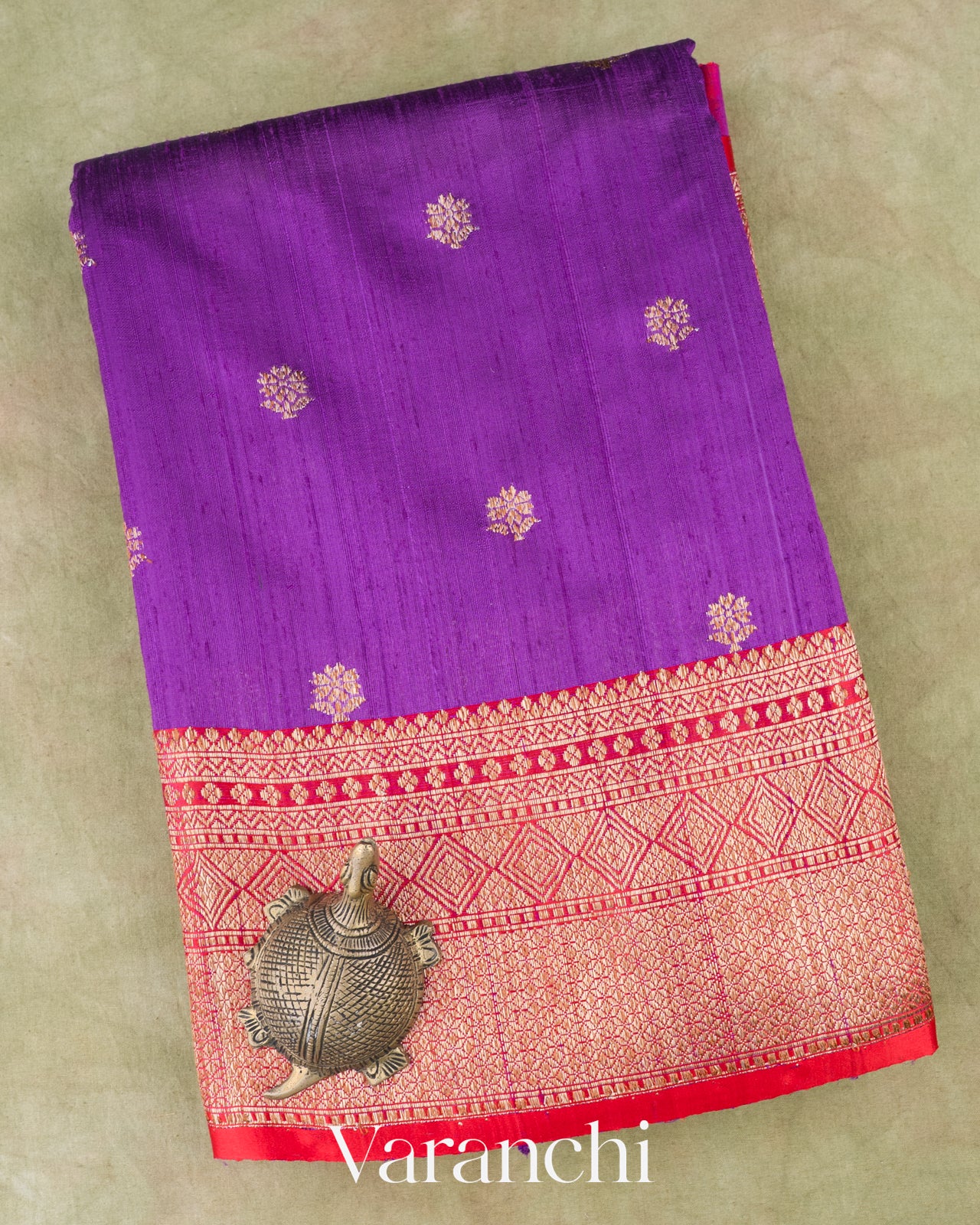 Purple Pure Raw Silk Handloom Saree