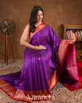Purple Pure Raw Silk Handloom Saree