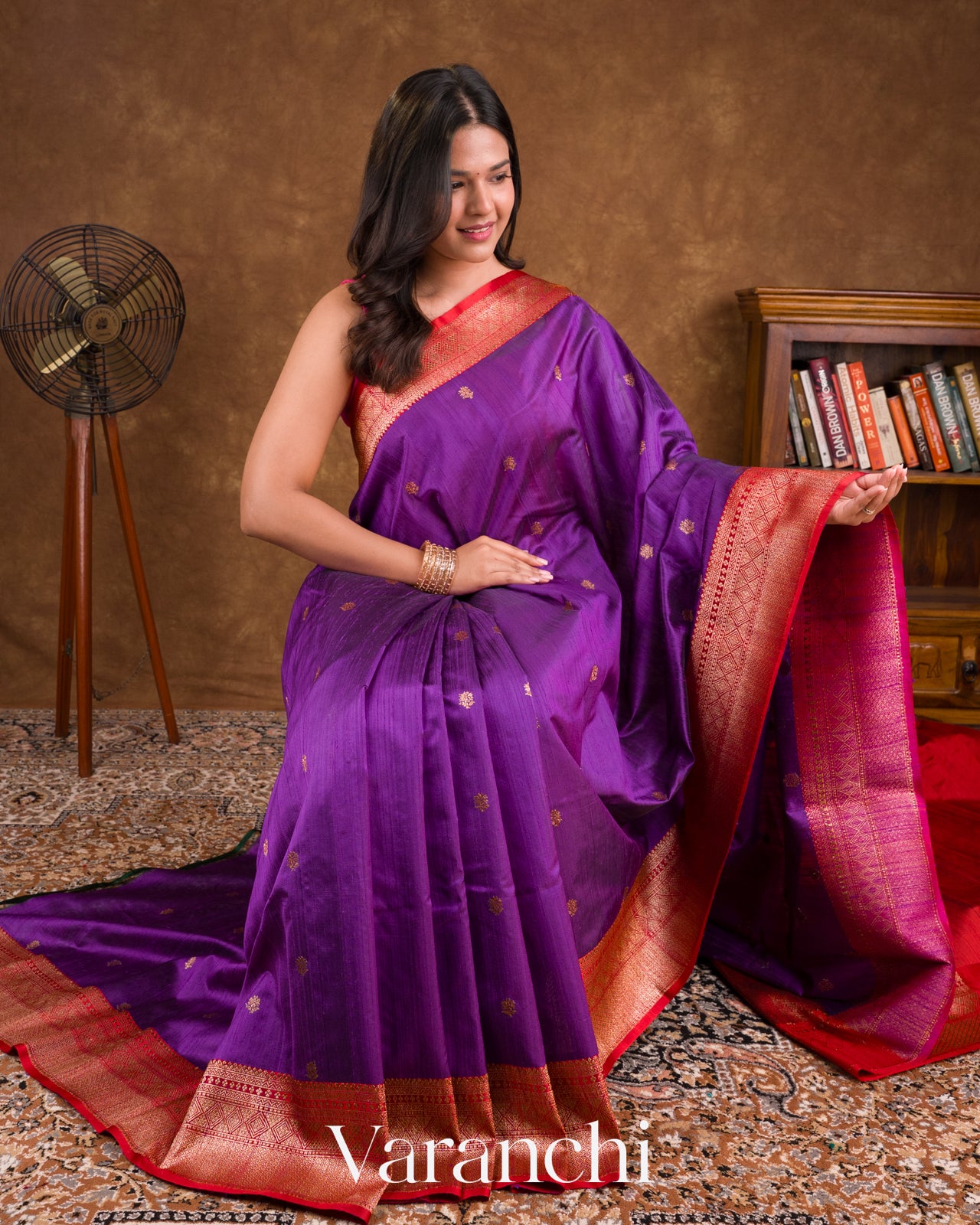 Purple Pure Raw Silk Handloom Saree