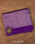 Royal Purple with Tissue Stripes Pure Raw Silk Handloom Saree 