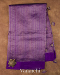 Royal Purple with Tissue Stripes Pure Raw Silk Handloom Saree 