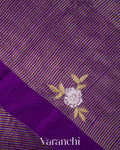 Royal Purple with Tissue Stripes Pure Raw Silk Handloom Saree 